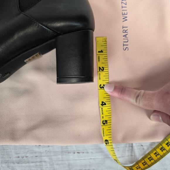 Stuart Weitzman YULIANA 60 Black Leather Stretch Ankle Boots Size US 8B dust bag - Picture 11 of 12